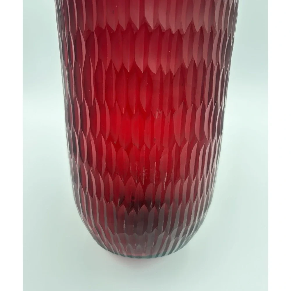 Vintage Ruby Red Flashed Glass Vase Large 15